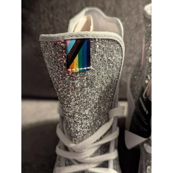Converse Pride Chuck Taylor All Star Glitter Platform Heel Sneakers Womens 11 - Picture 6 of 11